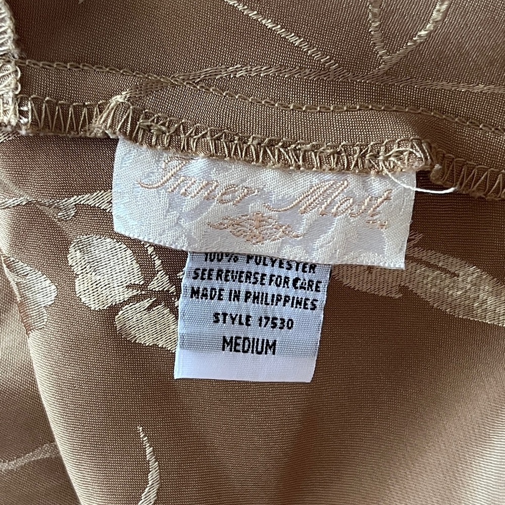 Inner Most Gold Satin Floral Jacquard Slip Dress Braided Strappy Cross Back M - Picture 8 of 8